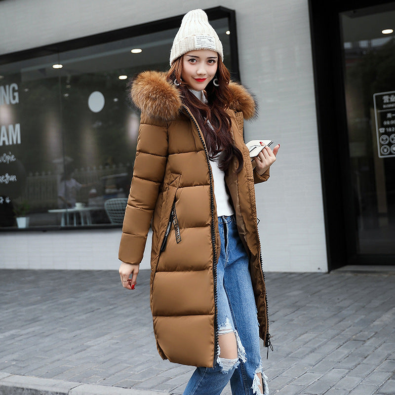 Zipper Long Slim Cotton Coat Women Casual Hooded Thick Parka Ladies