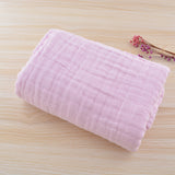 Infant color cotton quilt is covered with cotton six-layer pleated bubble yarn newborn plain blanket