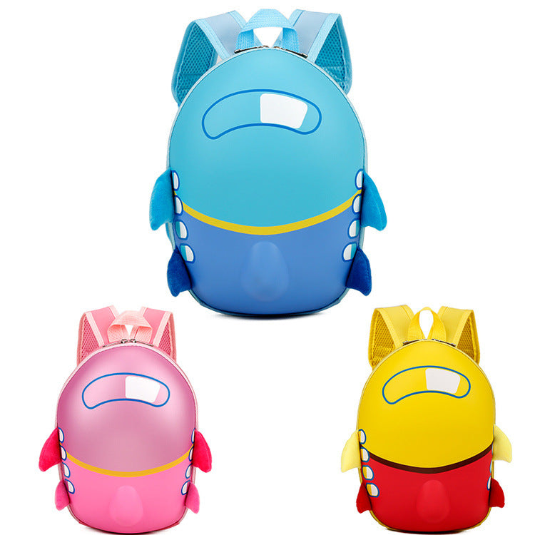 Children's cartoon kindergarten schoolbag small aircraft hard shell backpack waterproof eggshell double shoulder bag