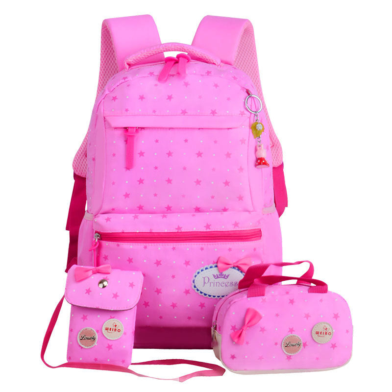 Korean children's schoolbag schoolbag, lovely girl, three pieces of 3-4-5 grade Backpack - Minihomy