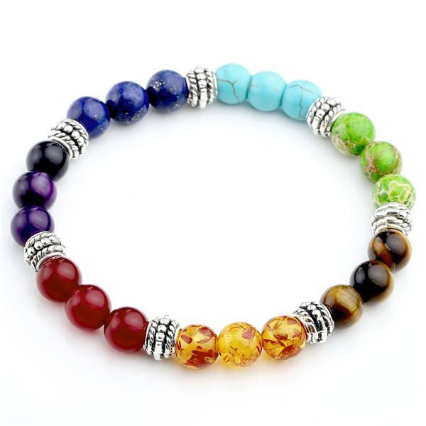 Agate molten rock 8mm energy volcanic stone chakra colorful beads bracelet string - Minihomy