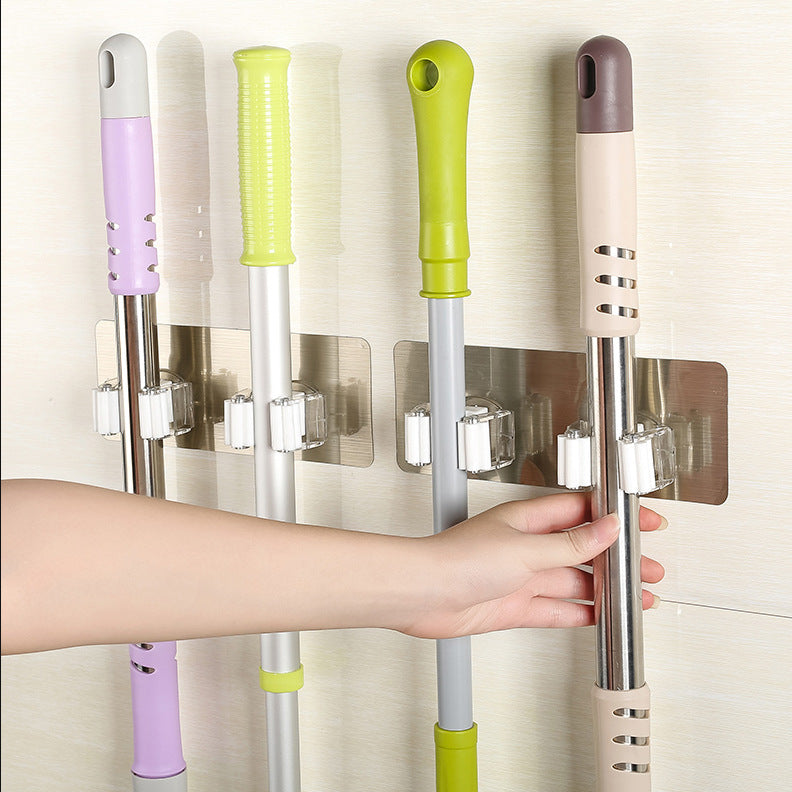 Magic Stick Toilet Bathroom Rack Hanging Hook Powerful Mop Mop Clip Nail Free Card No Trace - Minihomy