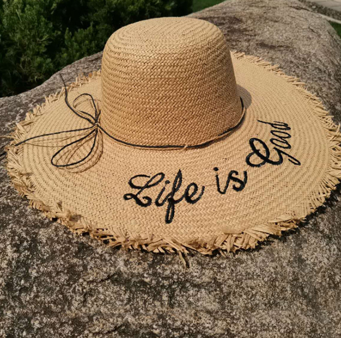 Summer vacation straw hat female visor letter Raffia lady beach hat