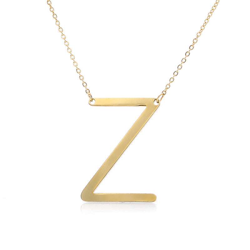 Fabulous Rose Gold Plated Stainless Steel Initial Letter Pendant Necklace - Minihomy