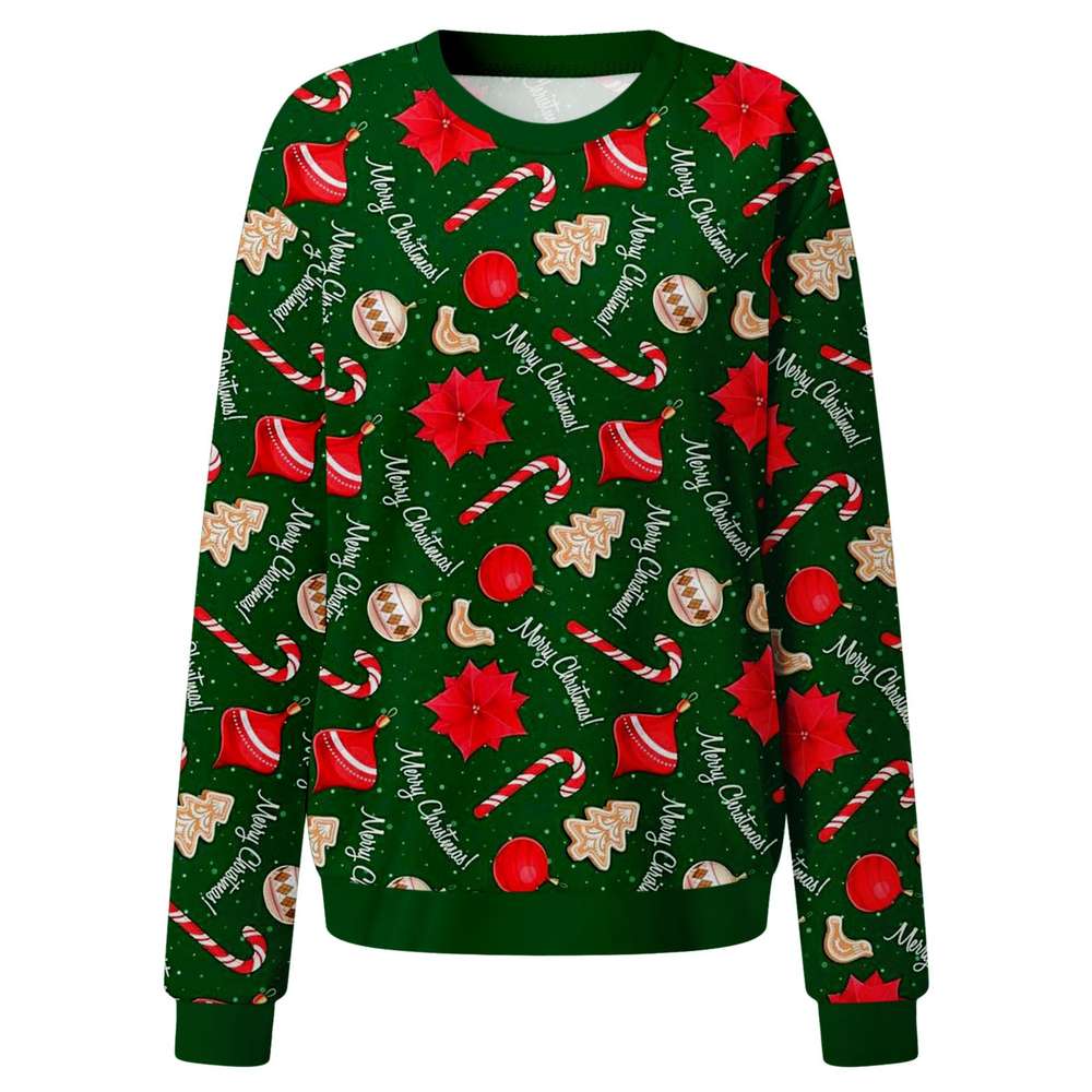 Elk Print Women's Christmas Sweater - Minihomy