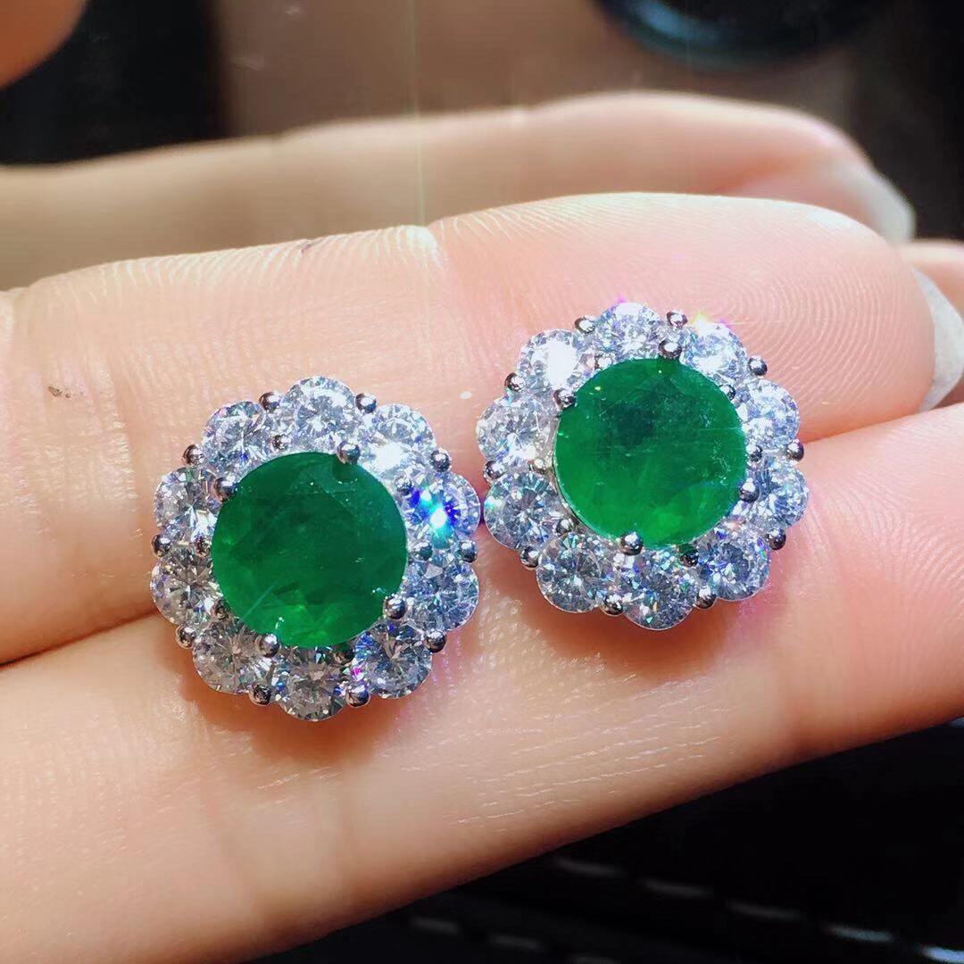 Colombian Emerald Ring Pendant Earring Set