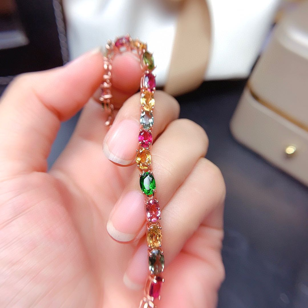 Natural Candy Color Tourmaline Bracelet Female Crystals