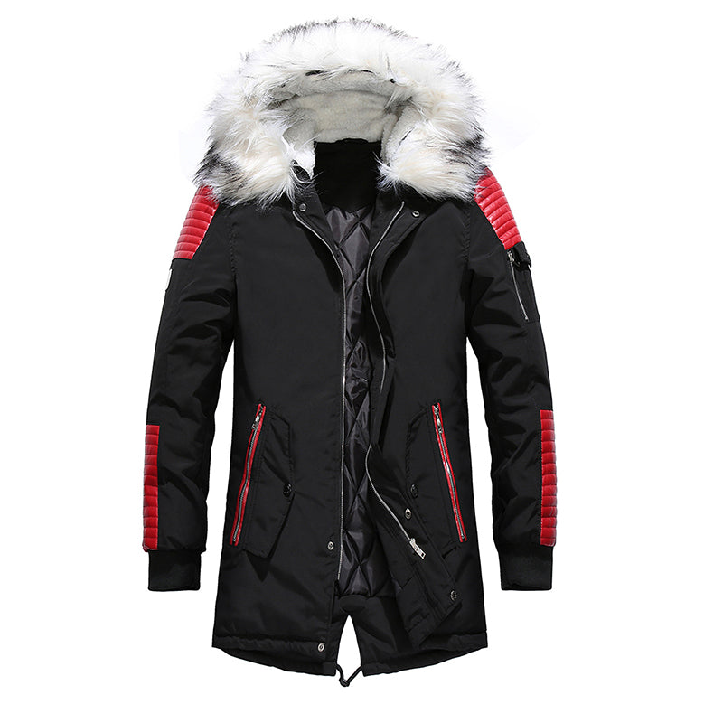 Winter Men Jacket Fur Hooded Collar Thick Warm Parka Men Coats Long Length Outwear