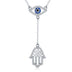 925 Sterling Silver Hamsa Hand Evil Eye Pendant Cubic Zirconia Protection Amulet Necklace - Minihomy