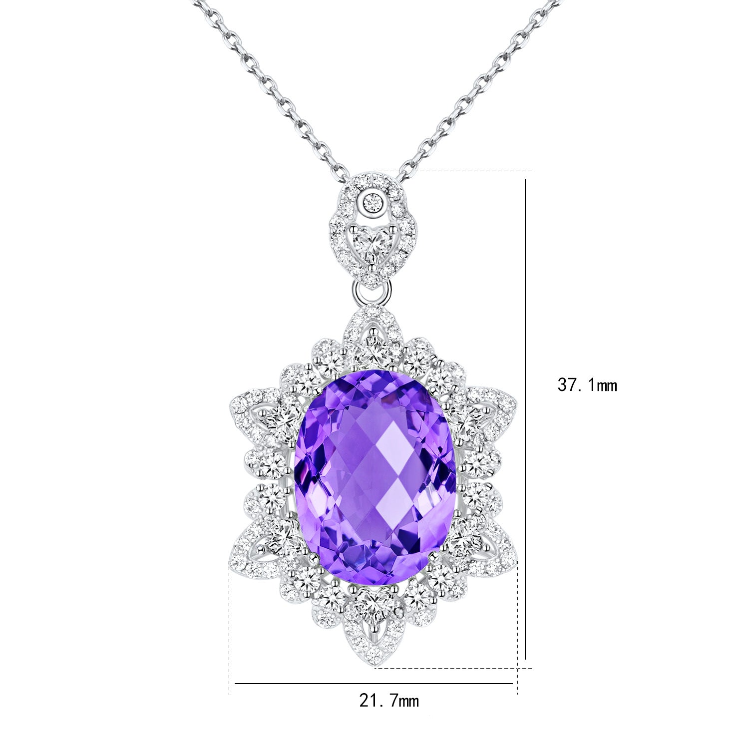 Natural Amethyst Necklace Women's 925 Silver - Minihomy