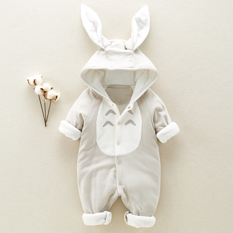 Cotton padded cotton baby romper thickened hooded clothes