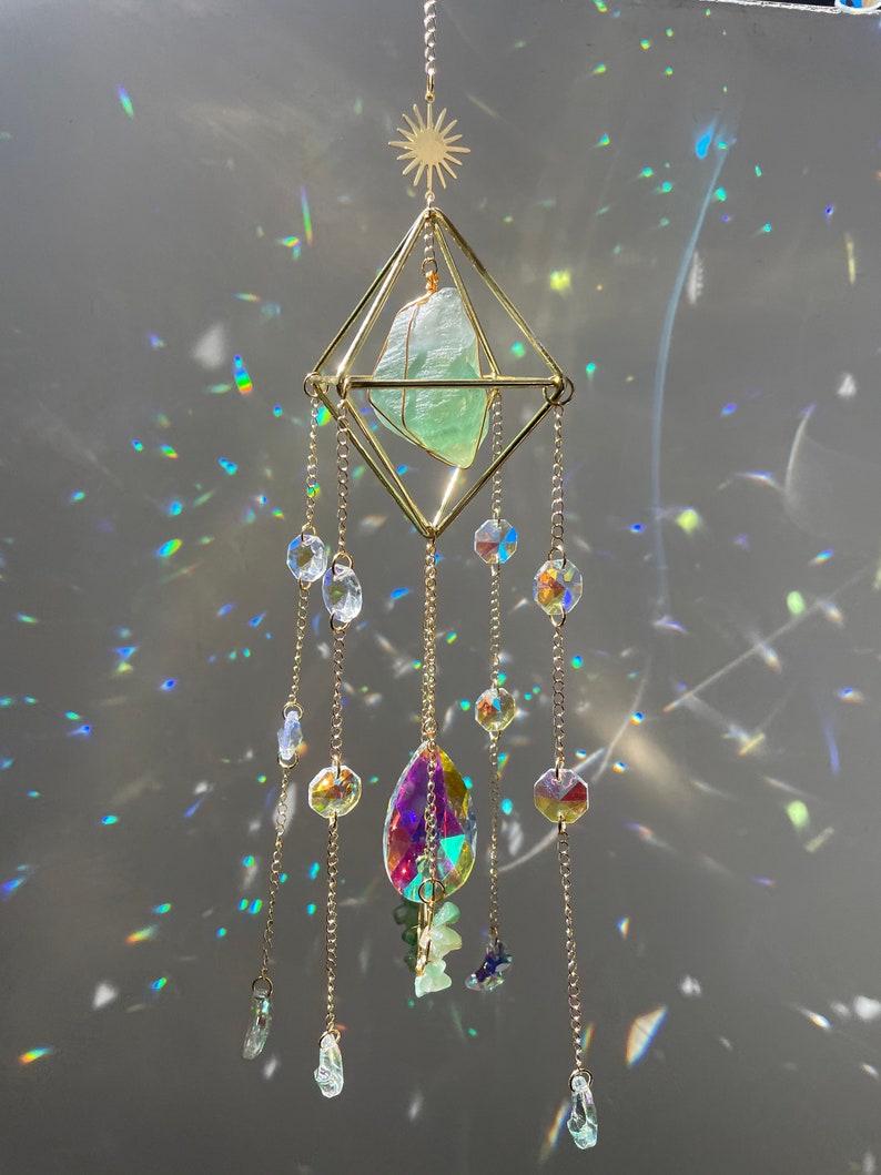 Crystal Hanging Sun Catcher Aurora Gem Crystal Prism - Minihomy