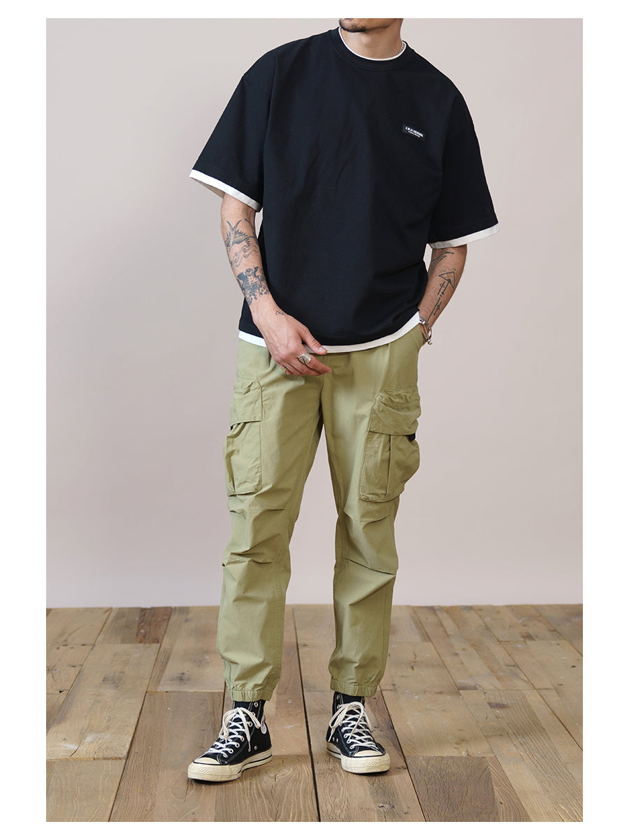 Autumn Multi-bag Tooling Trousers Casual Cropped Trousers Men