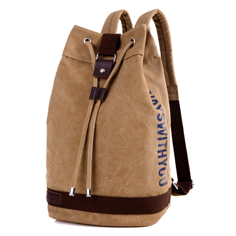 Drawstring Bucket Backpack Multifunctional Large Capacity Casual Canvas Bag