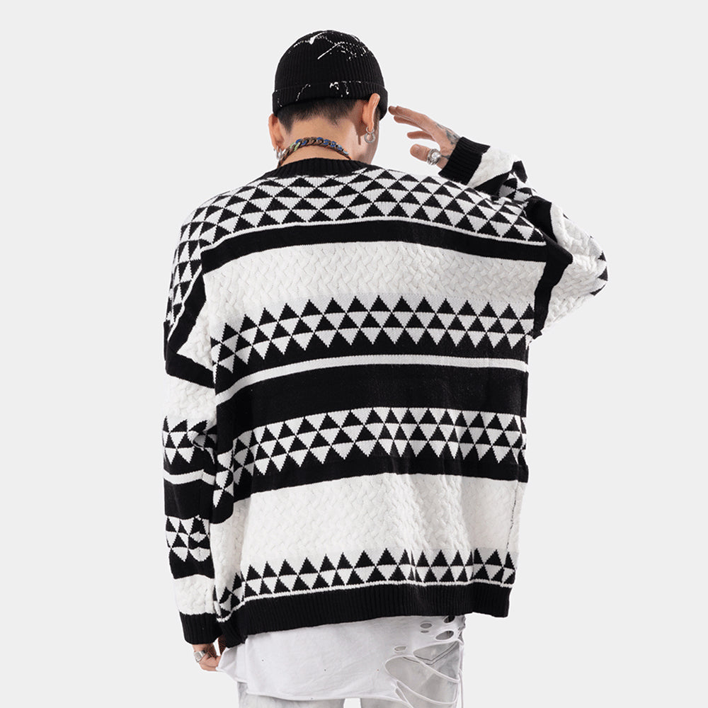 Lazy Style Colorblock Jacquard Sweater Men - Minihomy