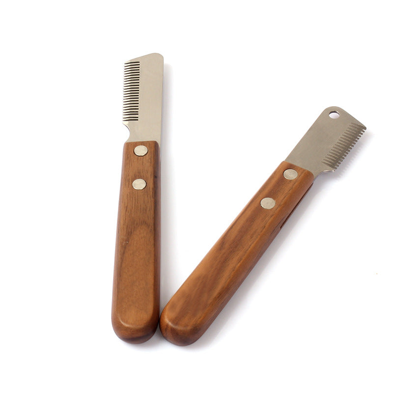 Pet Plucking Knife Comb Wooden Handle Terrier Dog Supplies Pet Shaving Knife Styling Grooming Comb - Minihomy