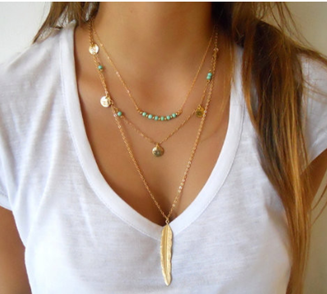 Double-layer Triangle Necklace Multi-layer Clavicle Chain - Minihomy