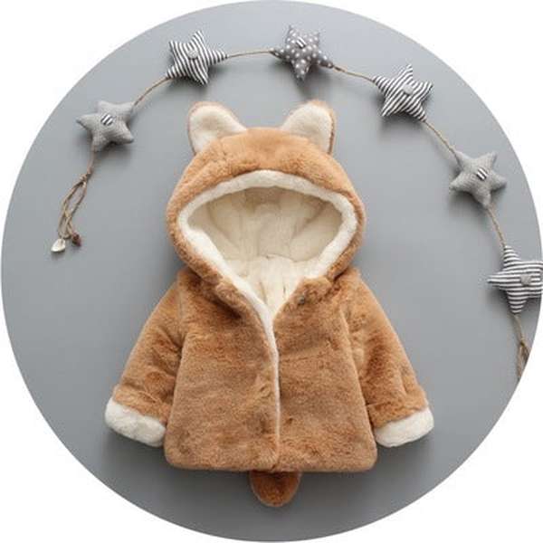 Cute Cat Ears Plush Baby Jacket - Princess Girls Coat - Minihomy