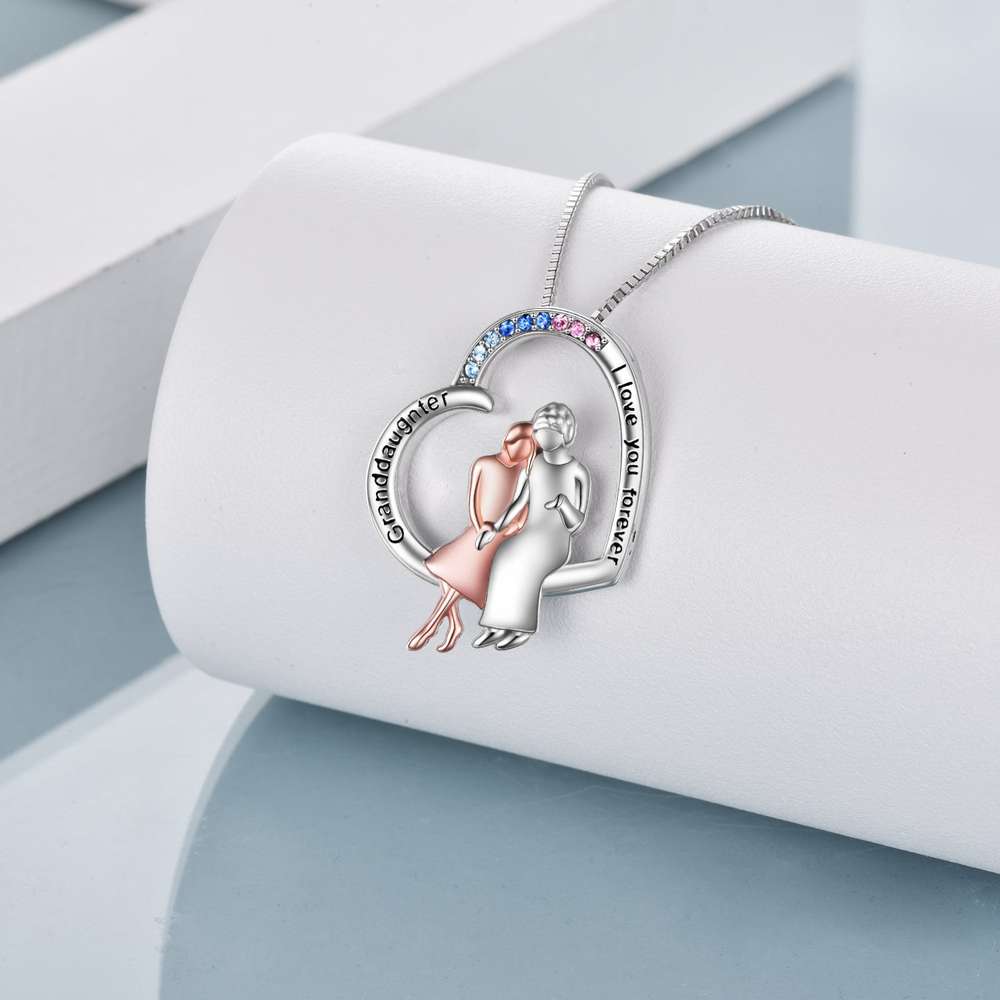 Granddaughter I Love You Forever Sterling Silver Heart Necklace Female Friendship Jewelry - Minihomy