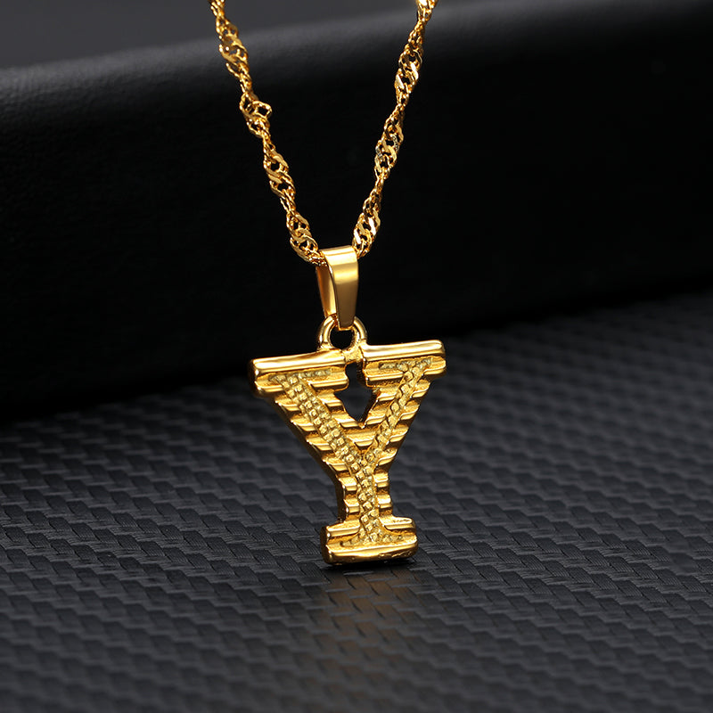 26 letters gold-plated pendant necklace - Minihomy