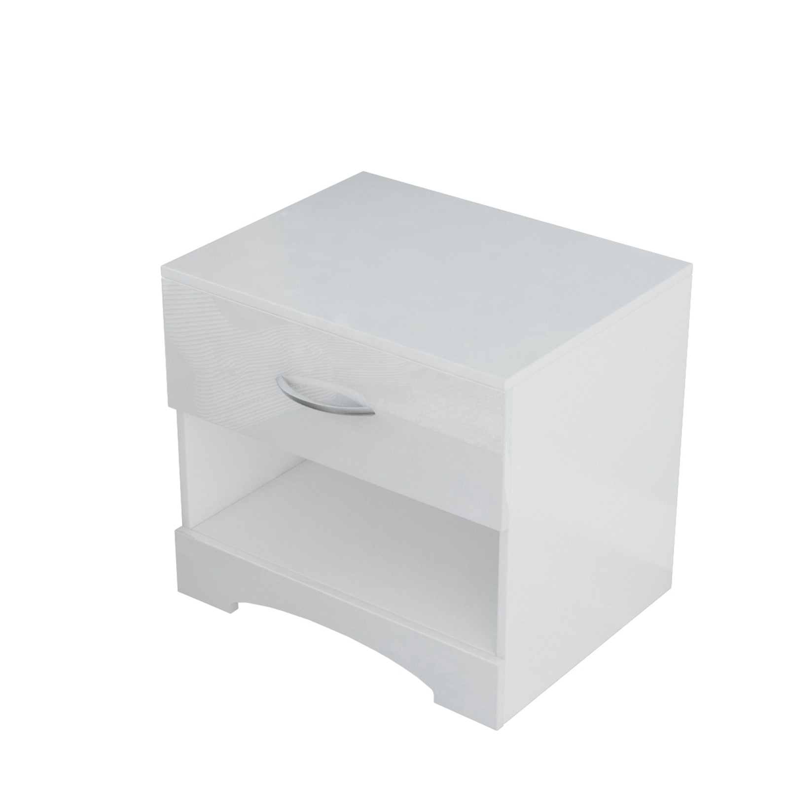 Modern High-gloss Bedside Table Storage Cabinet With One Drawer