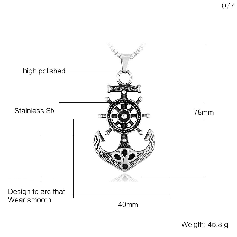 Accessories Titanium Steel Pirate Anchor Pendant, Anchor