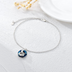 14k White-Gold Plated Austrian Circular Blue Crystal with S925 Sterling Sliver Hummingbird Anklet Summer Beach Gifts