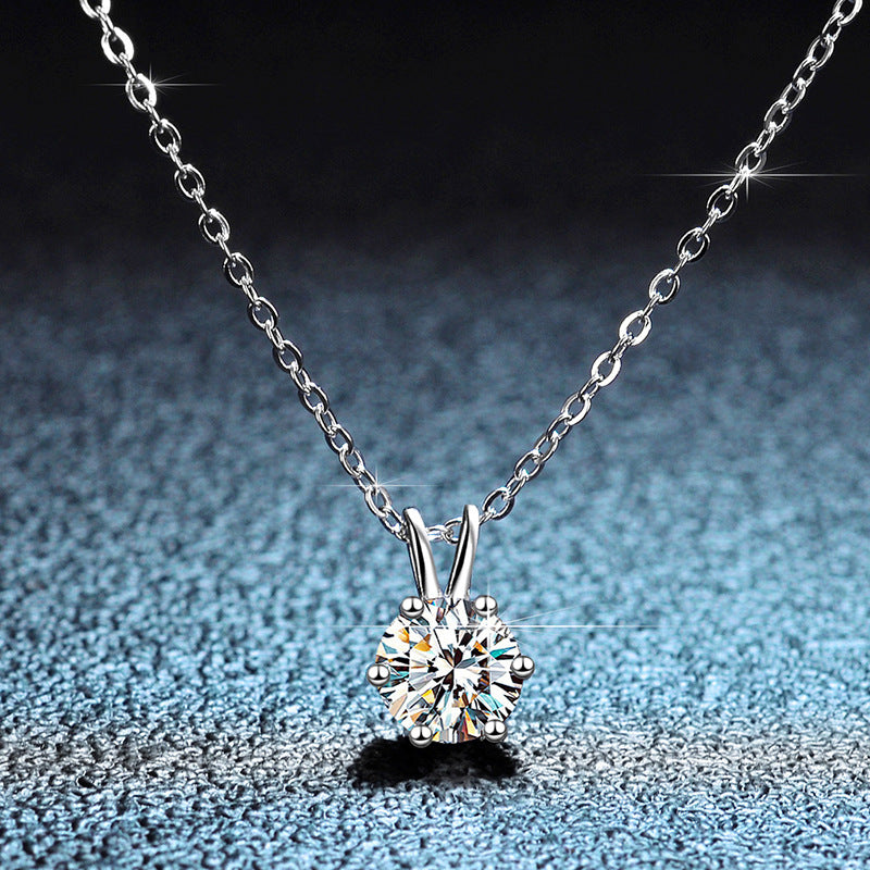 S925 Gümüş Bir Karat Moissanite Kolye