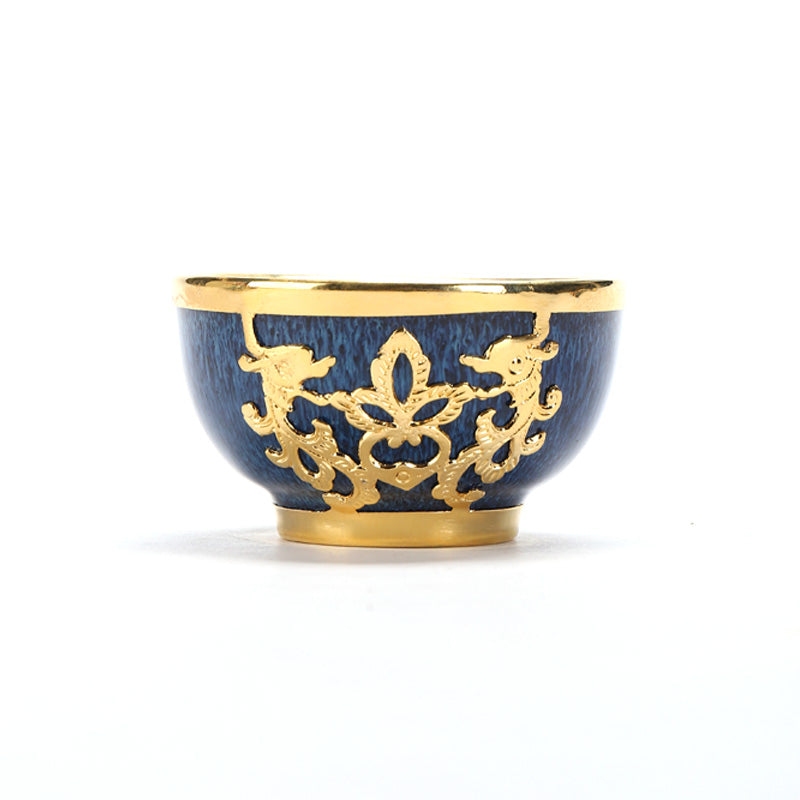 Golden Inlaid Jade Teacup Kiln Changed Hand-drawn Household Kung Fu Tea - Minihomy