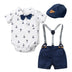 Baby Boy Gentleman Clothes Printed Triangle Romper - Minihomy