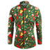 Men's Long-sleeved Christmas Flower Shirt Casual Print Plus Size - Minihomy