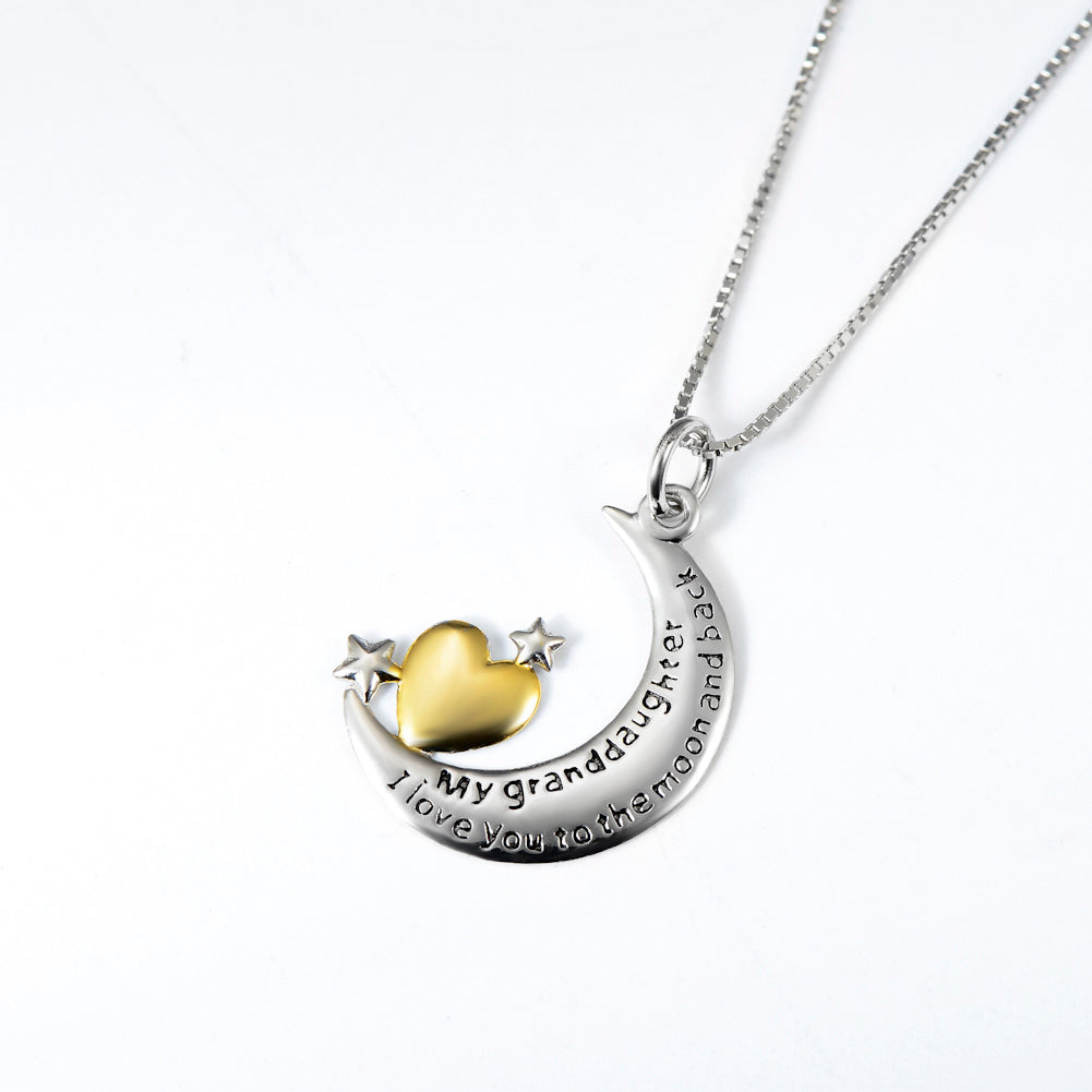 Moon &Star Shape Pendant 925 Silver Necklace - Minihomy