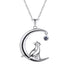 925 Silver Moon Cat Korean Trendy Topaz Pendant