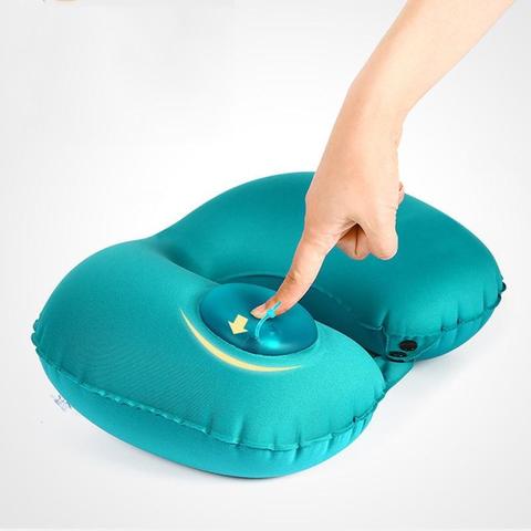 Portable U-Shape Inflatable Travel Pillow Car Head Rest Air Cushion For Travel Office Nap Head Rest Air Cushion Neck Pillow