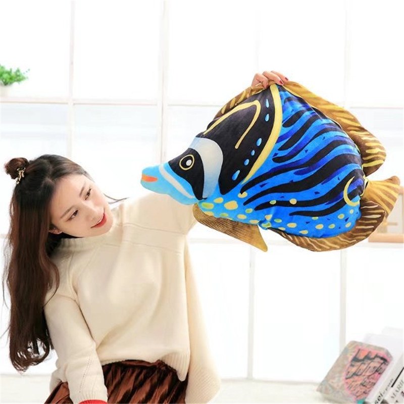 Big turtle Tropical Fish 3D Printing Soft Plush Chair Seat Cushion Pillow Home Car Decor Stump Shaped Decorative Pillows - Minihomy