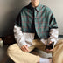 Autumn Japanese plaid stitching shirt men - Minihomy