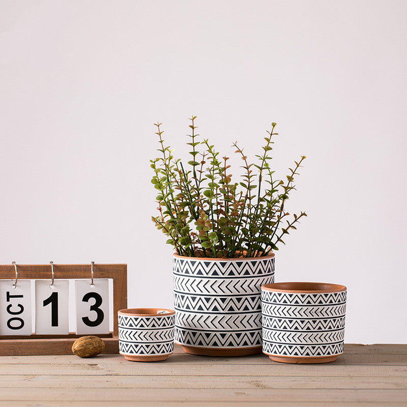 Ceramic  Flower Pots Nordic Style Geometric Flower Pots - Minihomy