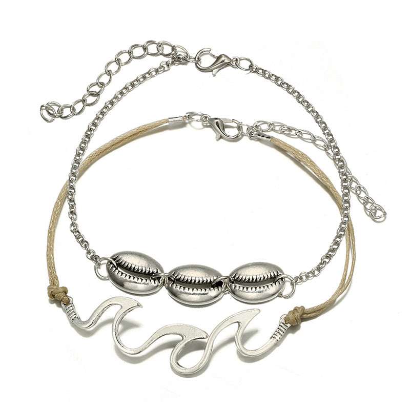 Beach wave spray alloy shell anklet - Minihomy