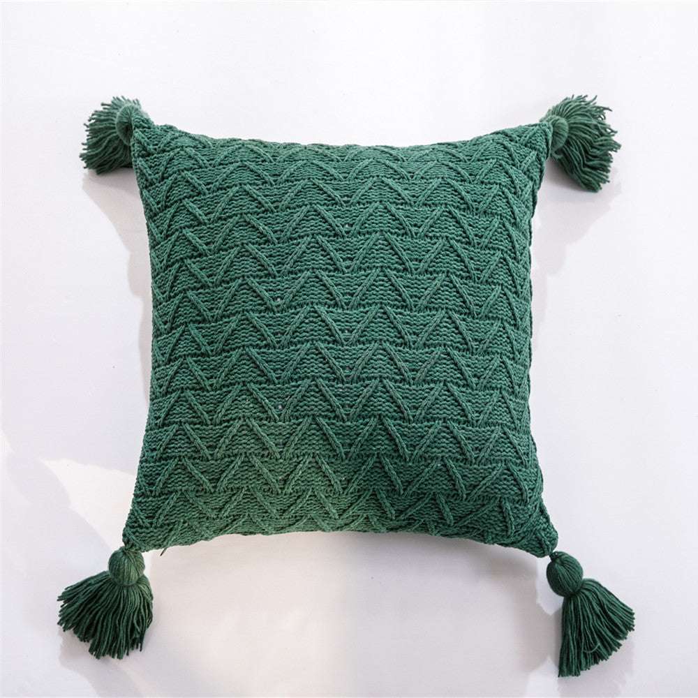 Chenille knitted quilted pillowcase - Minihomy