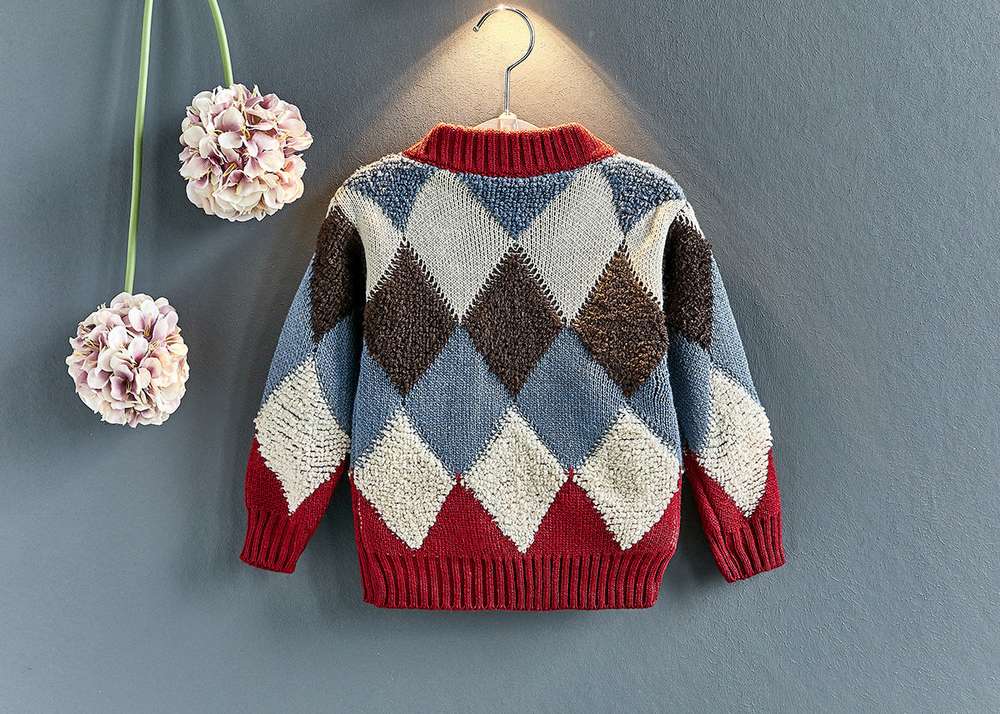 Geometric Triangle Rectangle Match Style Children Sweater - Minihomy