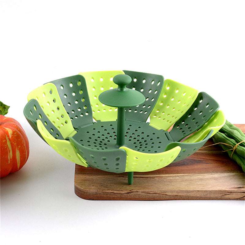 Kitchen Foldable And Retractable Fruit Basket In Plastic Steamer With Handle - Minihomy