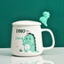 Cute Cartoon Dinosaur Mug With Lid Spoon Children Drinking Cup Ceramic - Minihomy