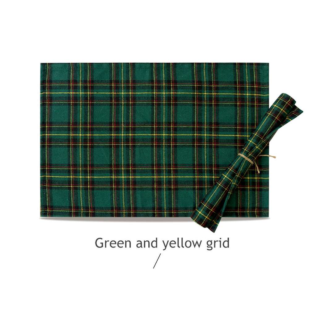 Christmas Series New Year Cloth Plaid Table Flag Insulation Pad - Minihomy