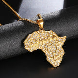 Necklace With Diamonds Africa Map Pendant - Minihomy