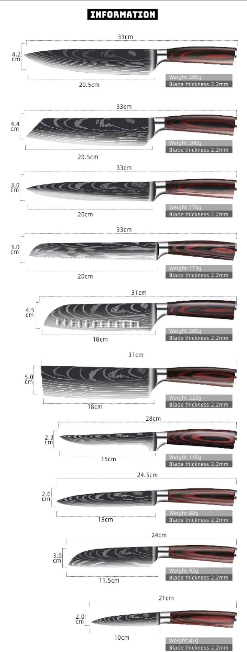 Chef Kitchen Knives - Cleaver Slicing Knives - Minihomy