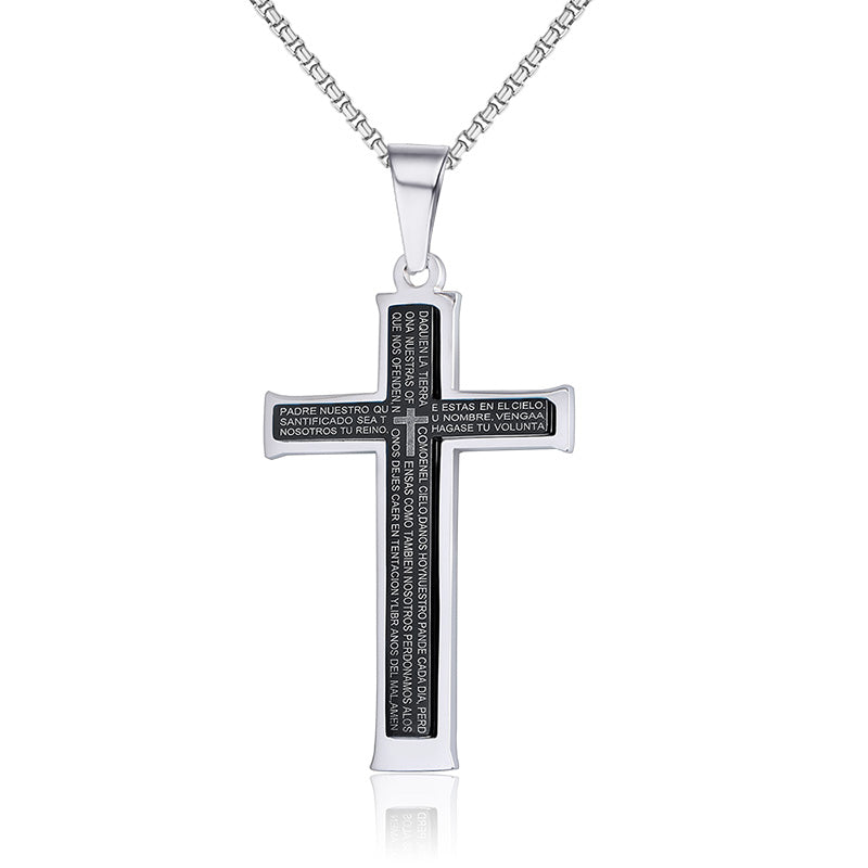 Double Cross Titanium Necklace Stainless Steel Pendant Jewelry