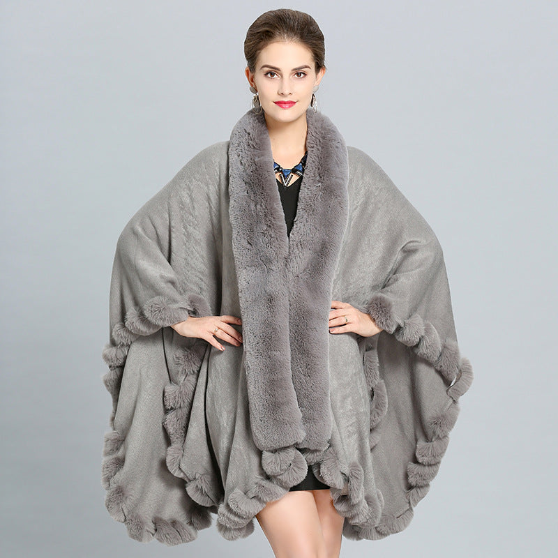 Winter Thick Shawl Imitation Fur Long Collar