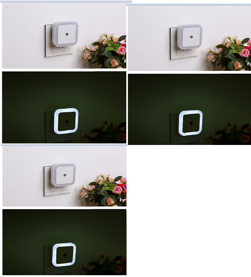 Intelligent LED sensor light Four square halo night light Creative gift plug-in energy-saving human body night light - Minihomy