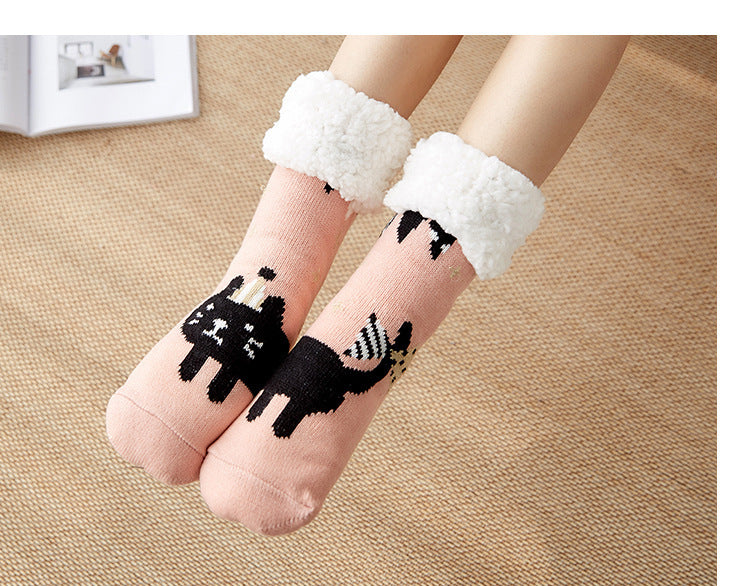 Casual Plus Velvet Mid-tube Ladies Snow Slippers Carpet Socks - Minihomy