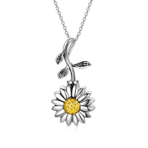 Sunflower Cremation Jewelry 925 Sterling Silver Urn Necklace Keepsake Ashes Hair Memorial Pendant Locket
